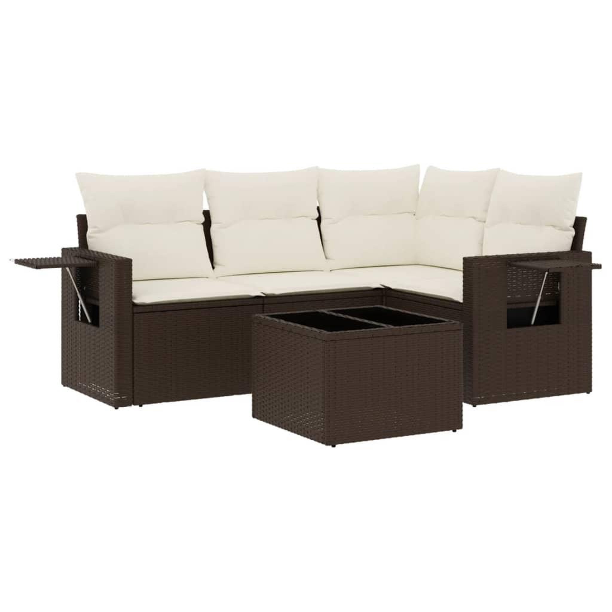 Voir la diapositive 2 : VIDAXL Salon de jardin avec coussins 5 pcs marron resine tressee