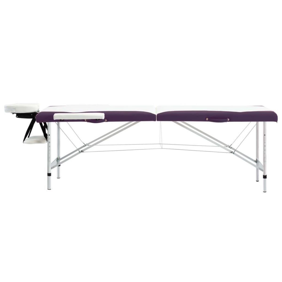 VIDAXL Table de massage pliable 2 zones Aluminium Blanc et violet