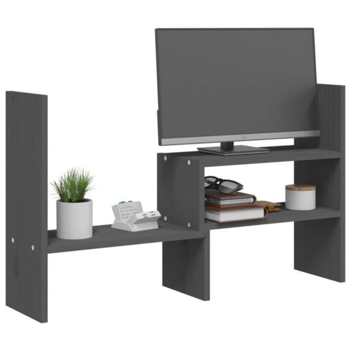 VIDAXL Support pour moniteur Gris (39 72)x17x43 cm Bois de pin solide