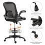 HOMCOM Fauteuil de bureau chaise de bureau assise haute réglable dim. 64L x 60l x 106-126H cm pivotant 360° maille respirante noir