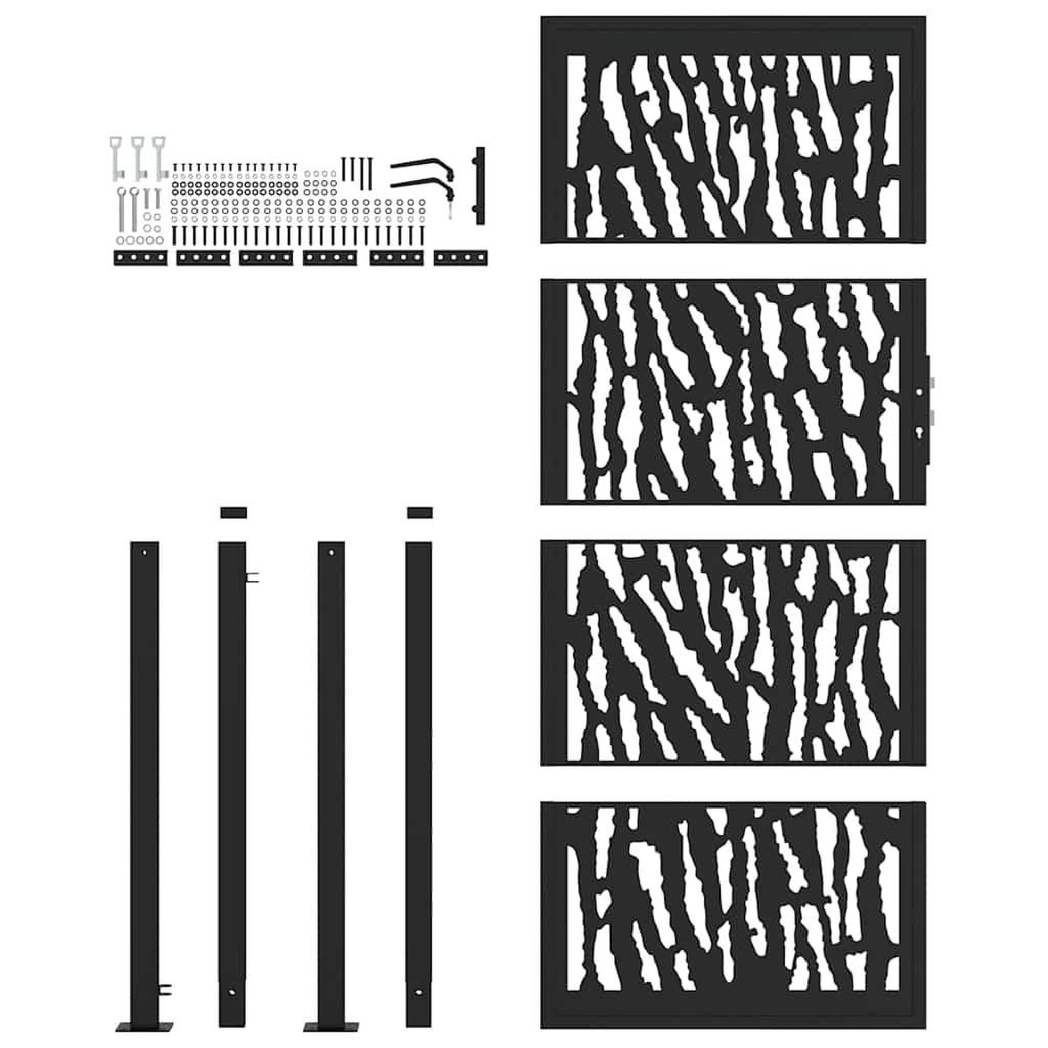 Voir la diapositive 4 : VIDAXL Portail de jardin noir 105x205 cm acier conception de traces