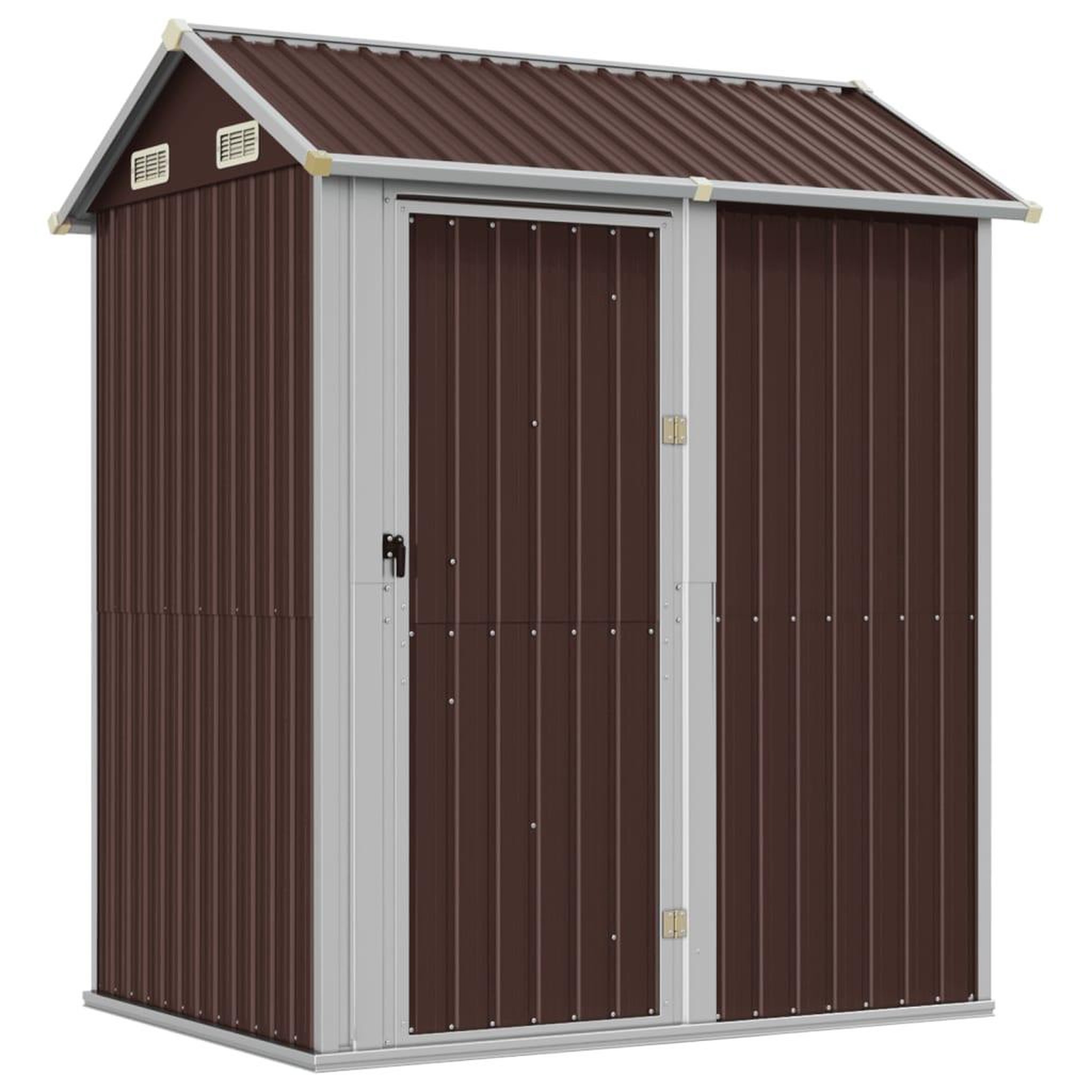 Voir la diapositive 2 : VIDAXL Abri de jardin marron 192x152,5x237 cm acier galvanise