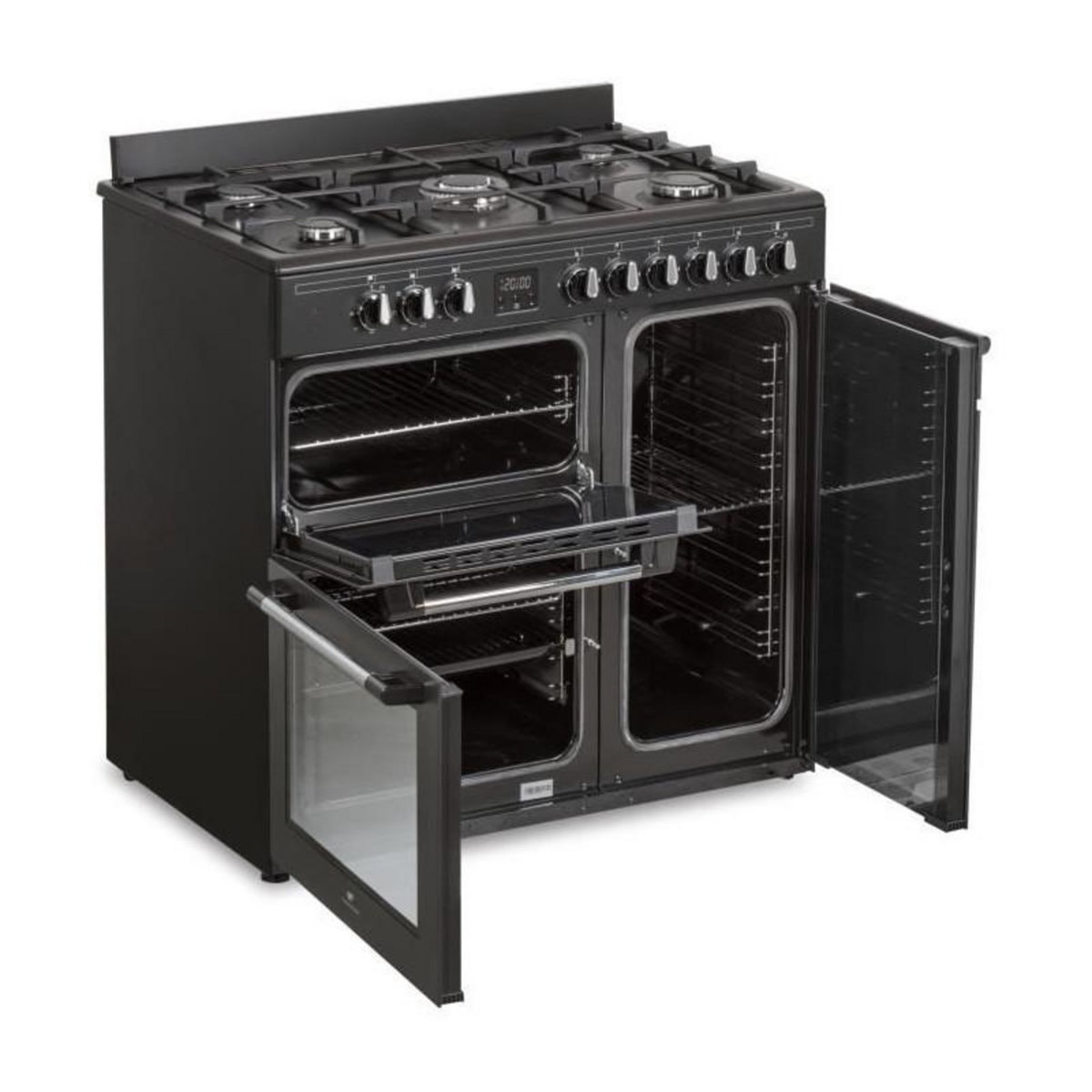 CONTINENTAL EDISON Cuisiniere piano gaz 3 fours electriques CONTINENTAL EDISON CECP903FB - 5 feux - Noir - Largeur 90 cm