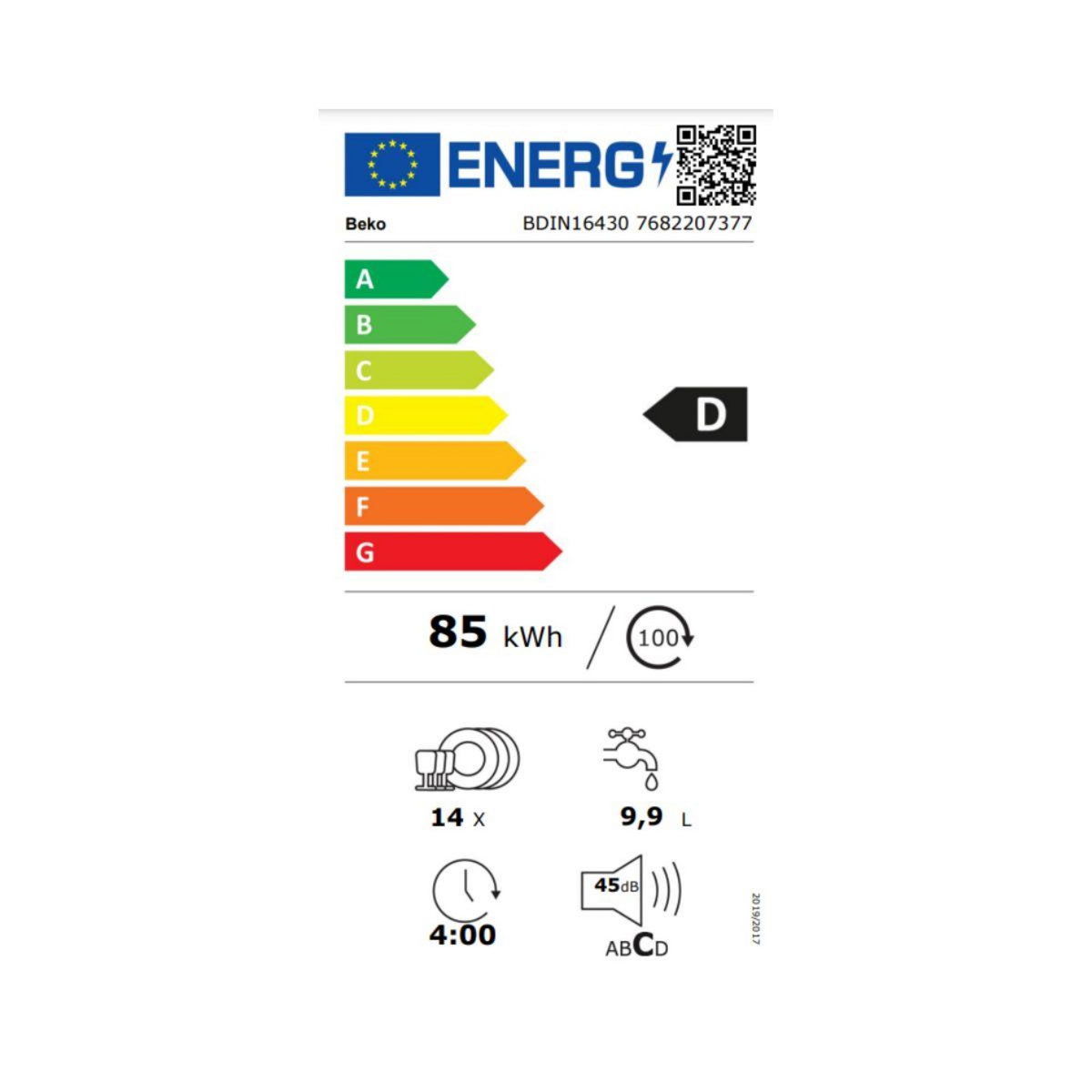 Beko Lave vaisselle encastrable BDIN16430 Glissières