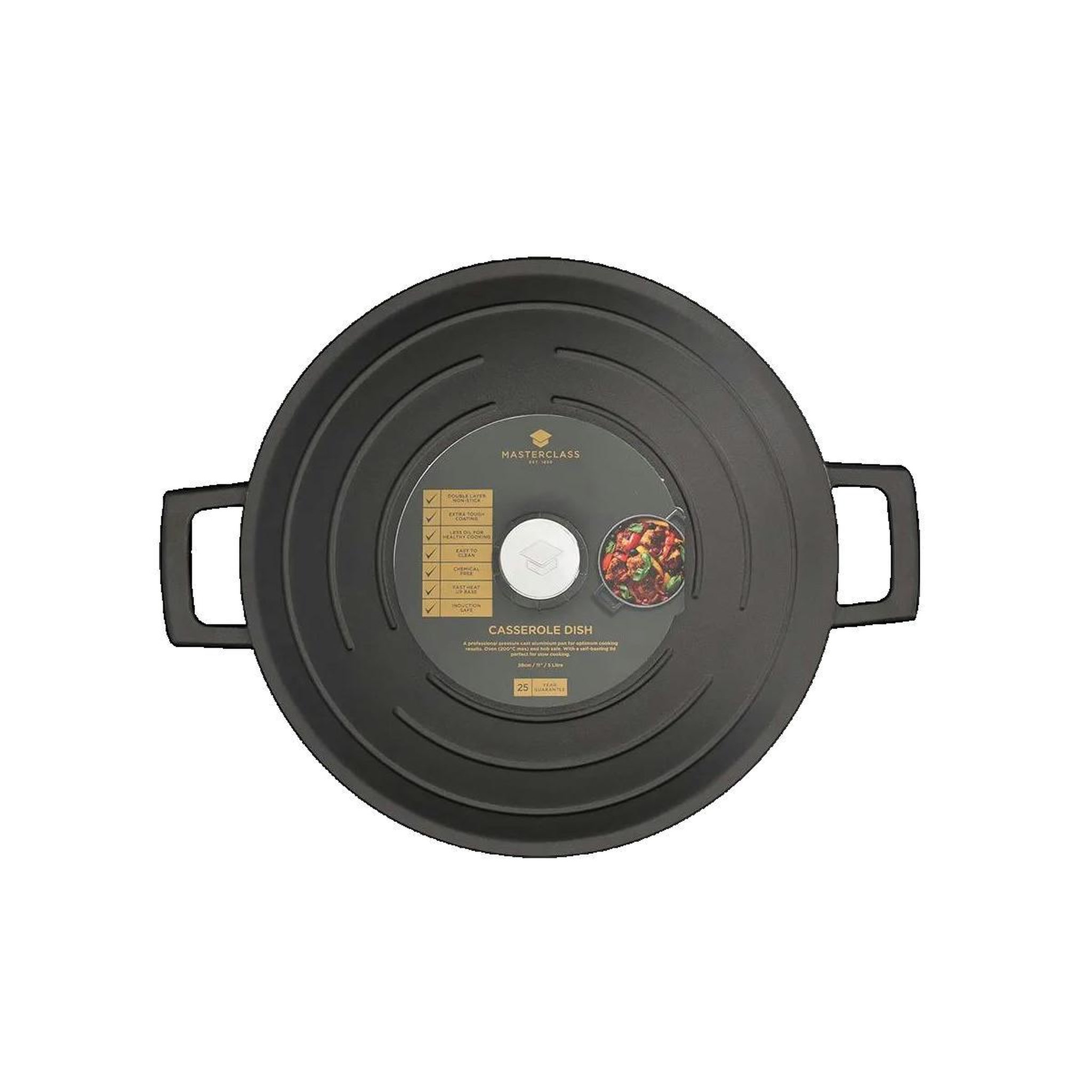 Voir la diapositive 2 : Cuisine Tradition Casserole Aster MasterClass 5 litres noire anti-adhésive