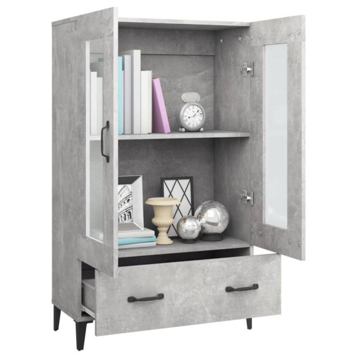 VIDAXL Buffet haut Gris béton 70x31x115 cm Bois d ingénierie