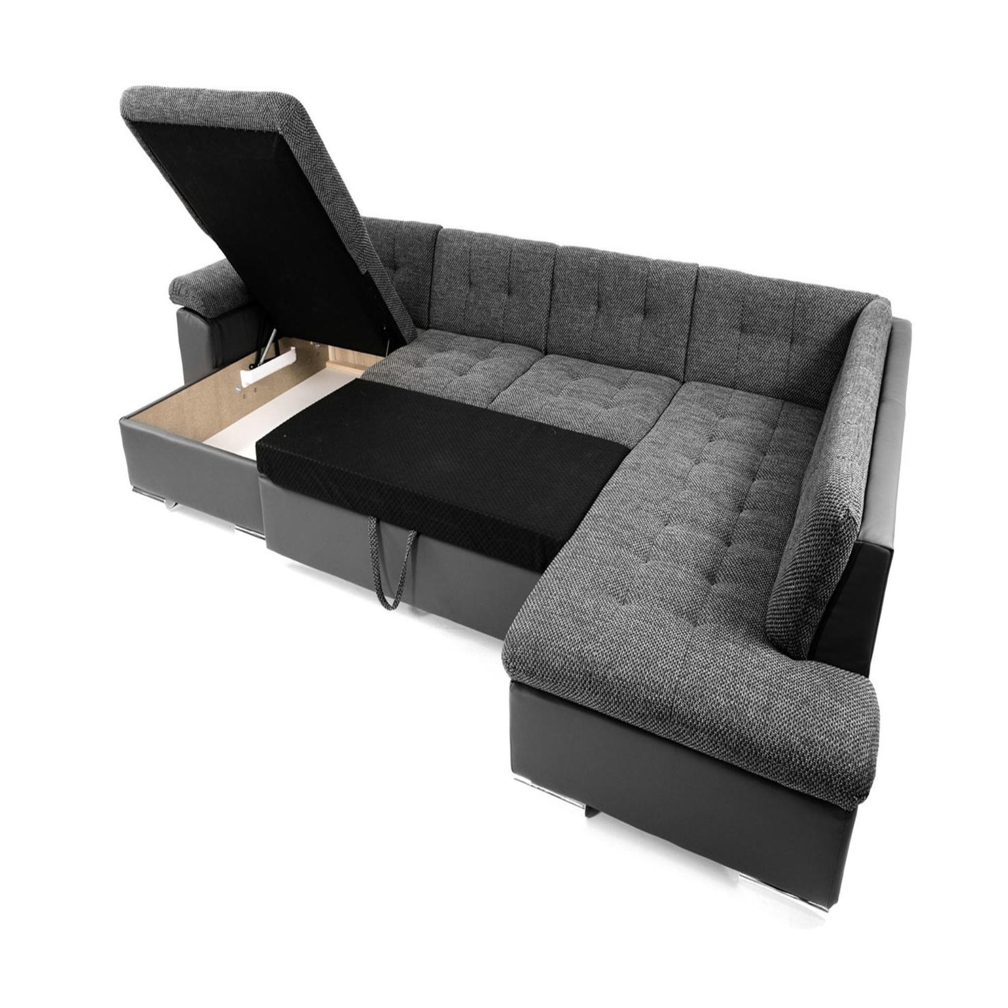 Voir la diapositive 3 : BEST MOBILIER Chuck - canapé panoramique xxl - convertible avec coffre - 7 places - droit