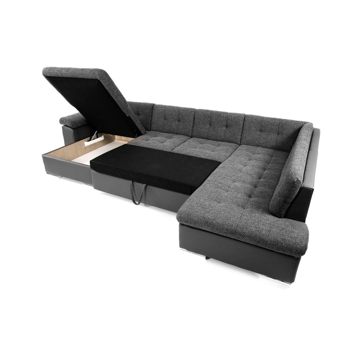 BEST MOBILIER Chuck - canapé panoramique xxl - convertible avec coffre - 7 places - droit
