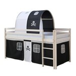 HomeStyle4U Lit mezzanine 90x200 avec échelle Tunnel et Rideau Pirate Noir