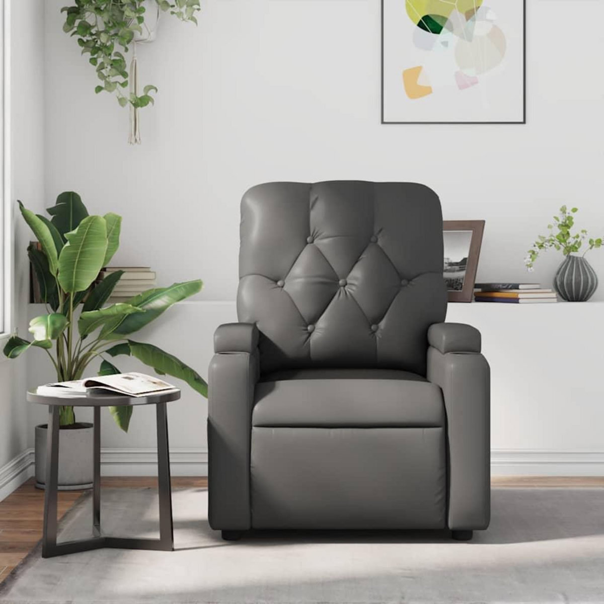 VIDAXL Fauteuil de massage inclinable Gris Similicuir