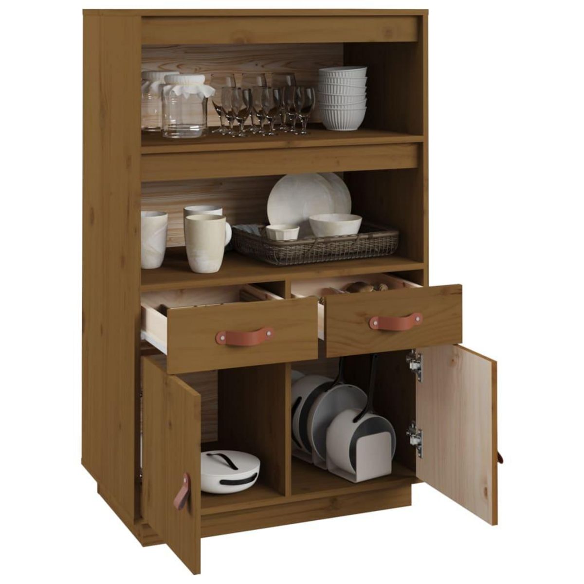 VIDAXL Buffet haut Marron miel 67x40x108,5 cm Bois massif de pin