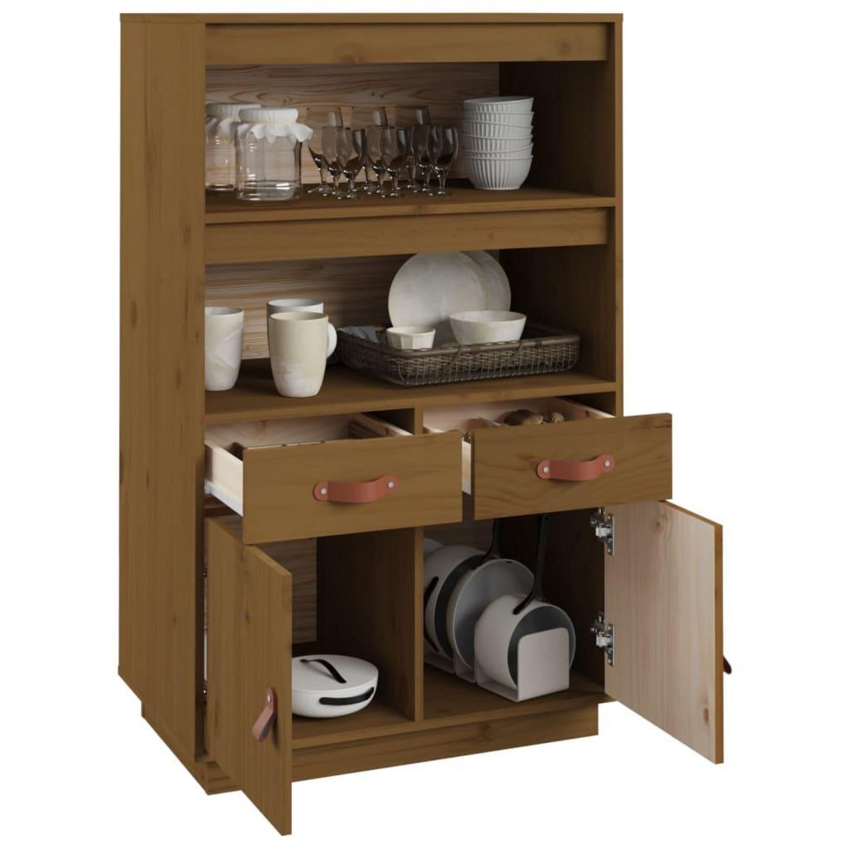 VIDAXL Buffet haut Marron miel 67x40x108,5 cm Bois massif de pin