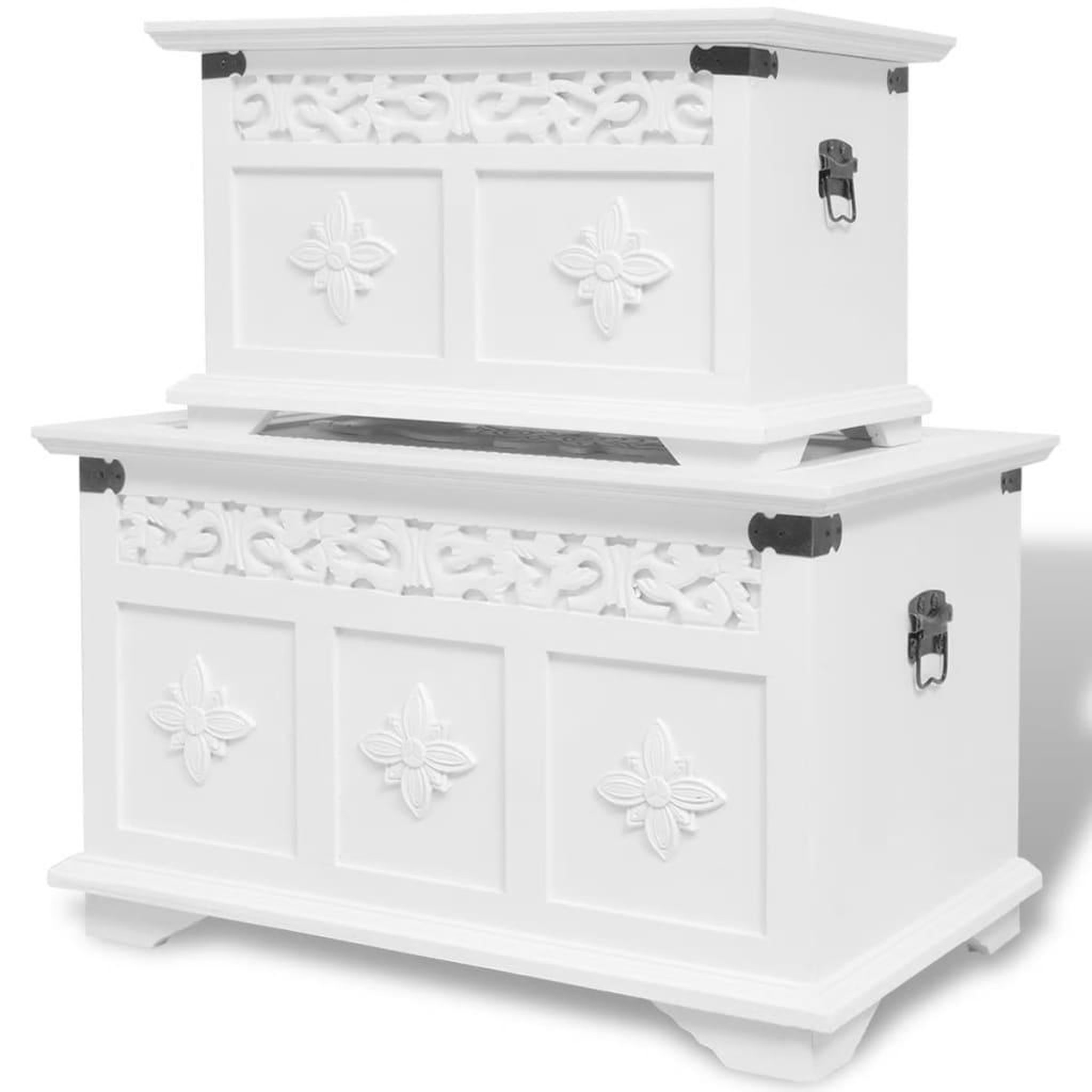 VIDAXL Ensemble de deux coffres de rangement Blanc