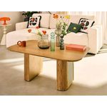 LISA DESIGN Milazzo - table basse - bois plaqué chêne et cannage - 120 cm. Coloris disponibles : Marron