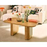 LISA DESIGN Milazzo - table basse - bois plaqué chêne et cannage - 120 cm. Coloris disponibles : Marron