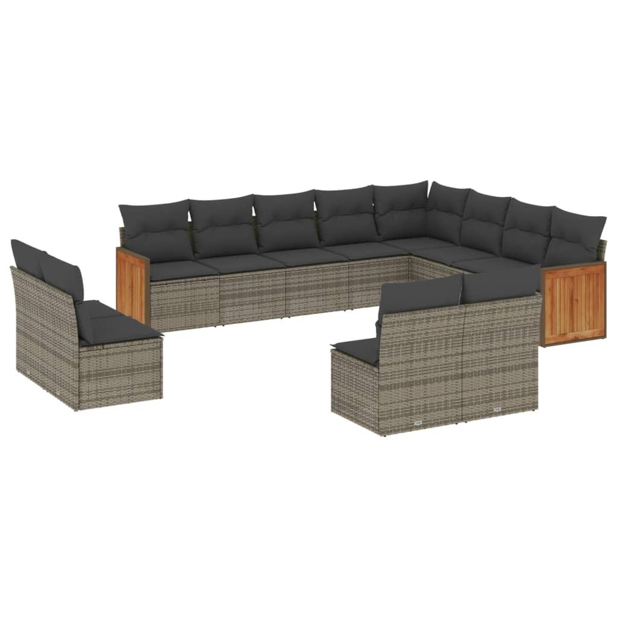Voir la diapositive 2 : VIDAXL Salon de jardin avec coussins 12 pcs gris resine tressee