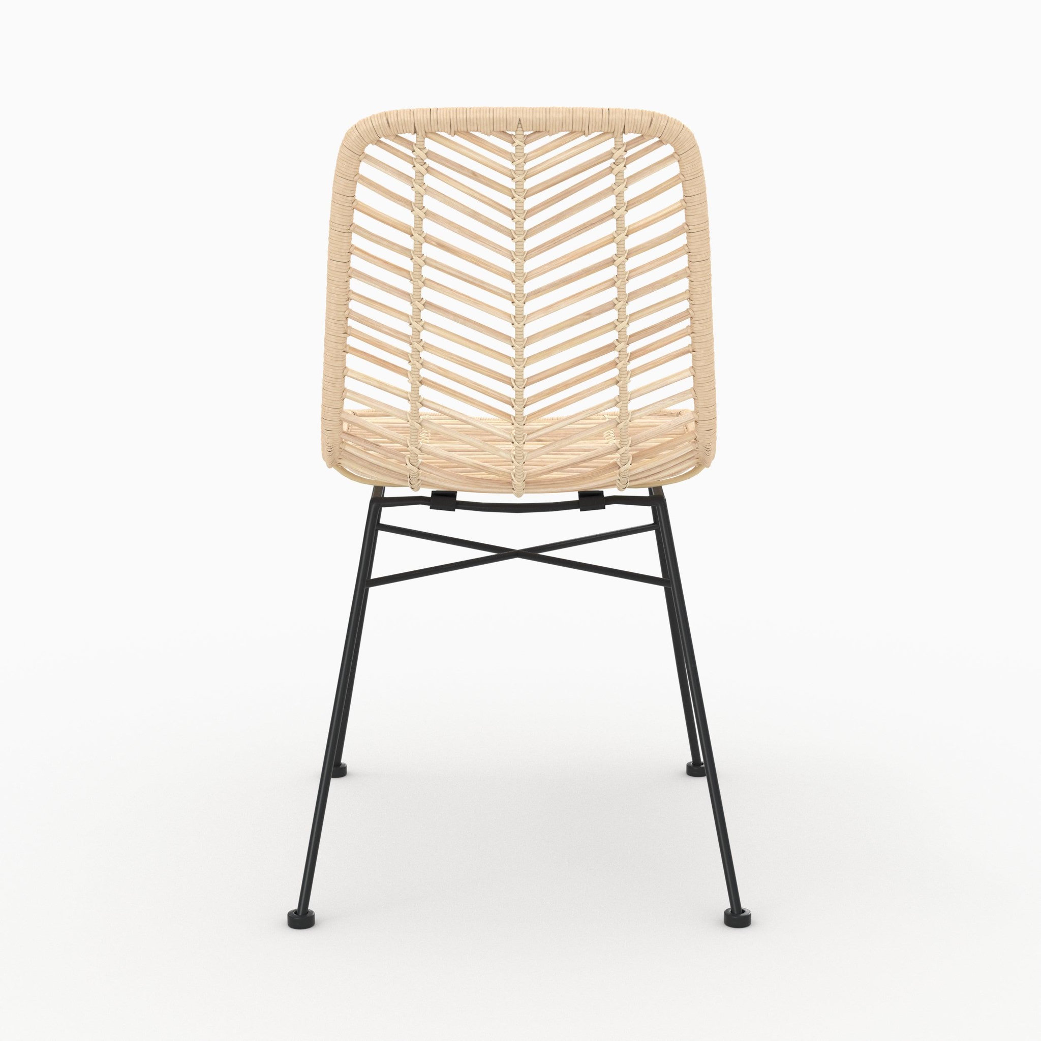 Voir la diapositive 3 : MAISON PAVANE Lot de 2 chaises en rotin naturel et pieds en métal noir-tamara