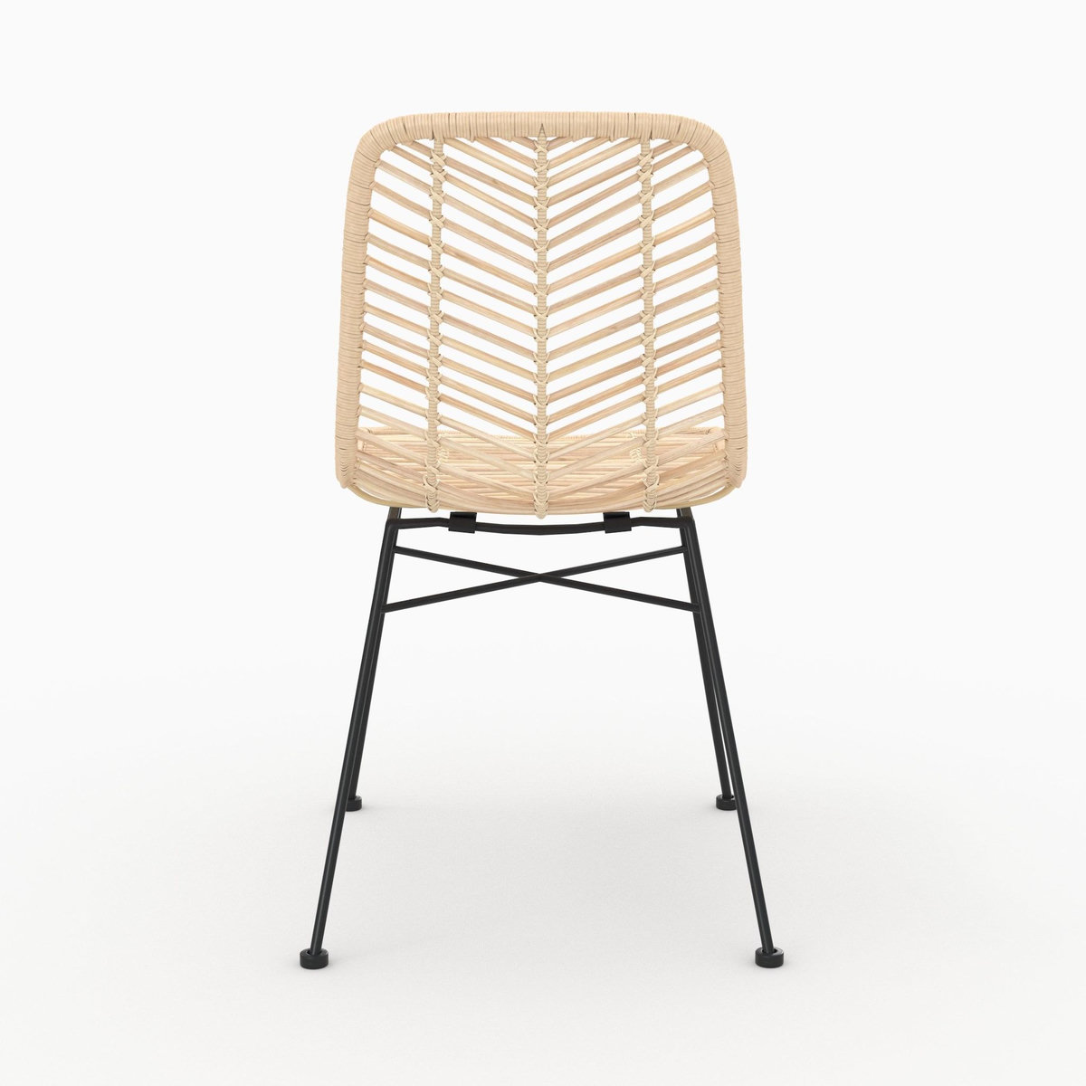 Rendez vous déco Lot de 2 chaises en rotin naturel et pieds en métal noir-Tamara