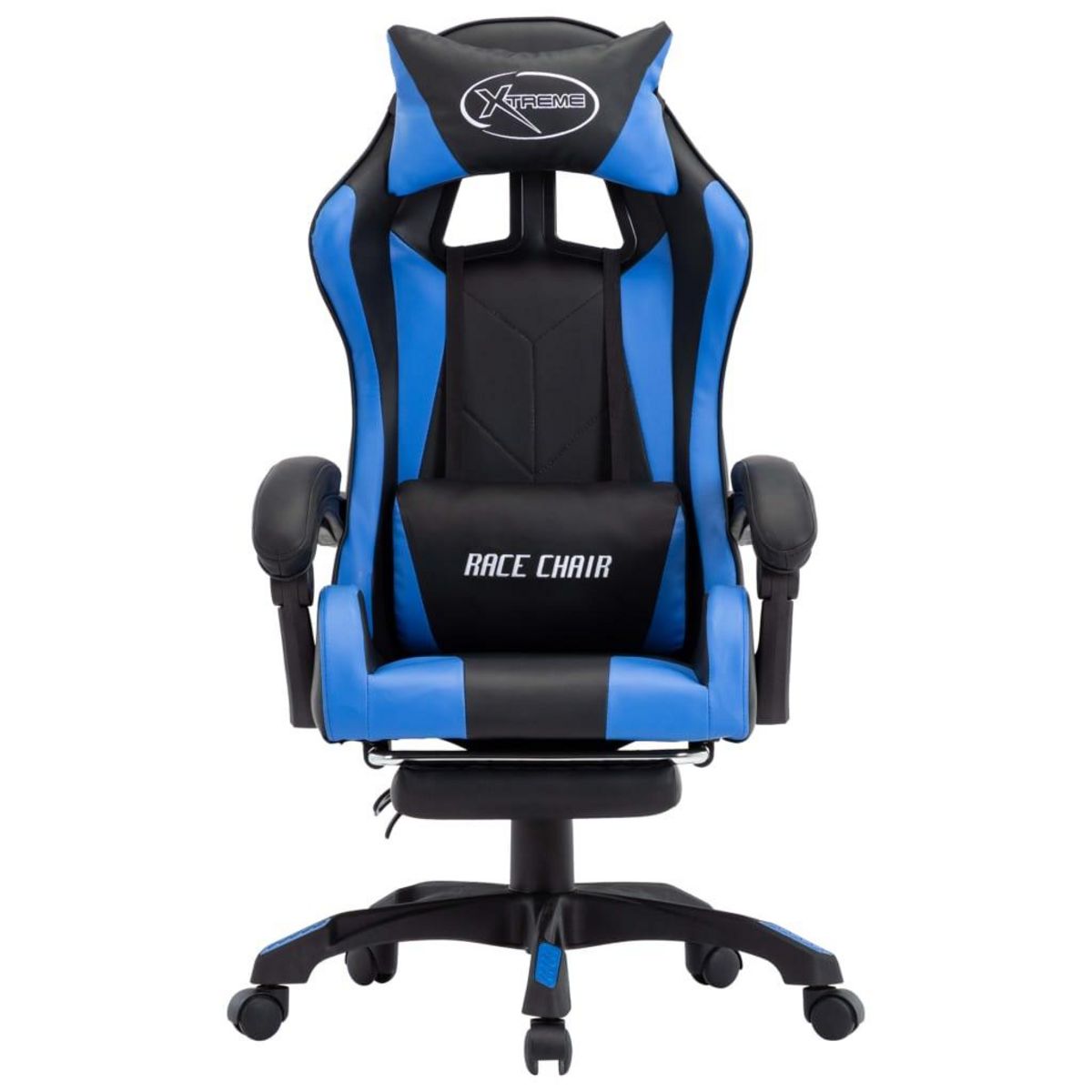 VIDAXL Fauteuil de jeux video avec repose-pied Bleu et noir Similicuir