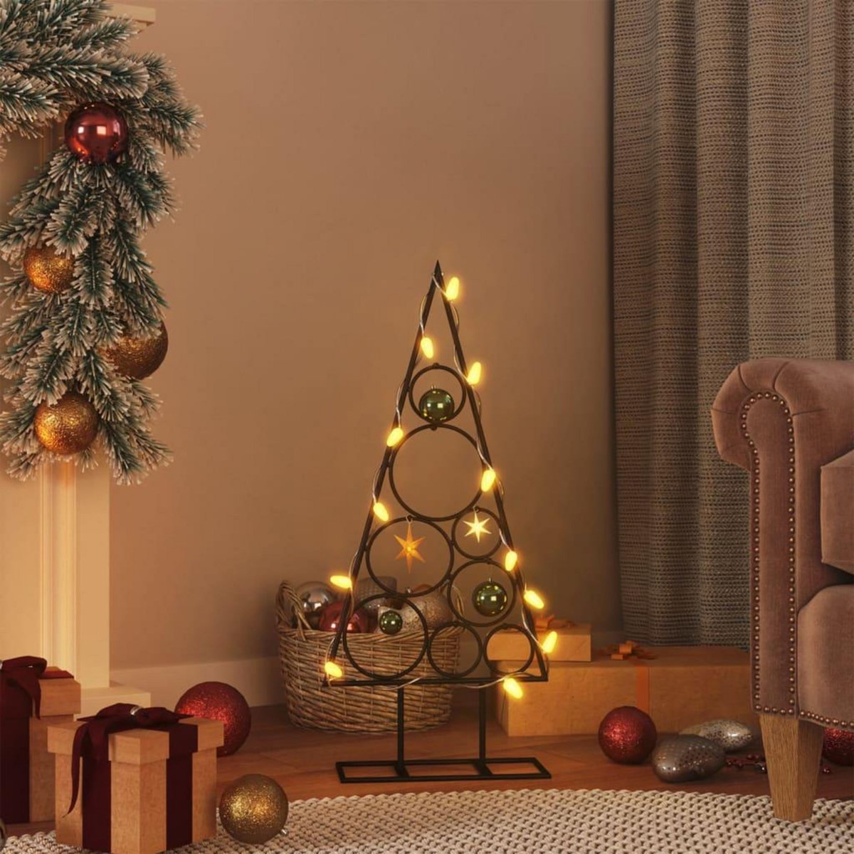VIDAXL Arbre de Noël en metal pour decoration noir 60 cm