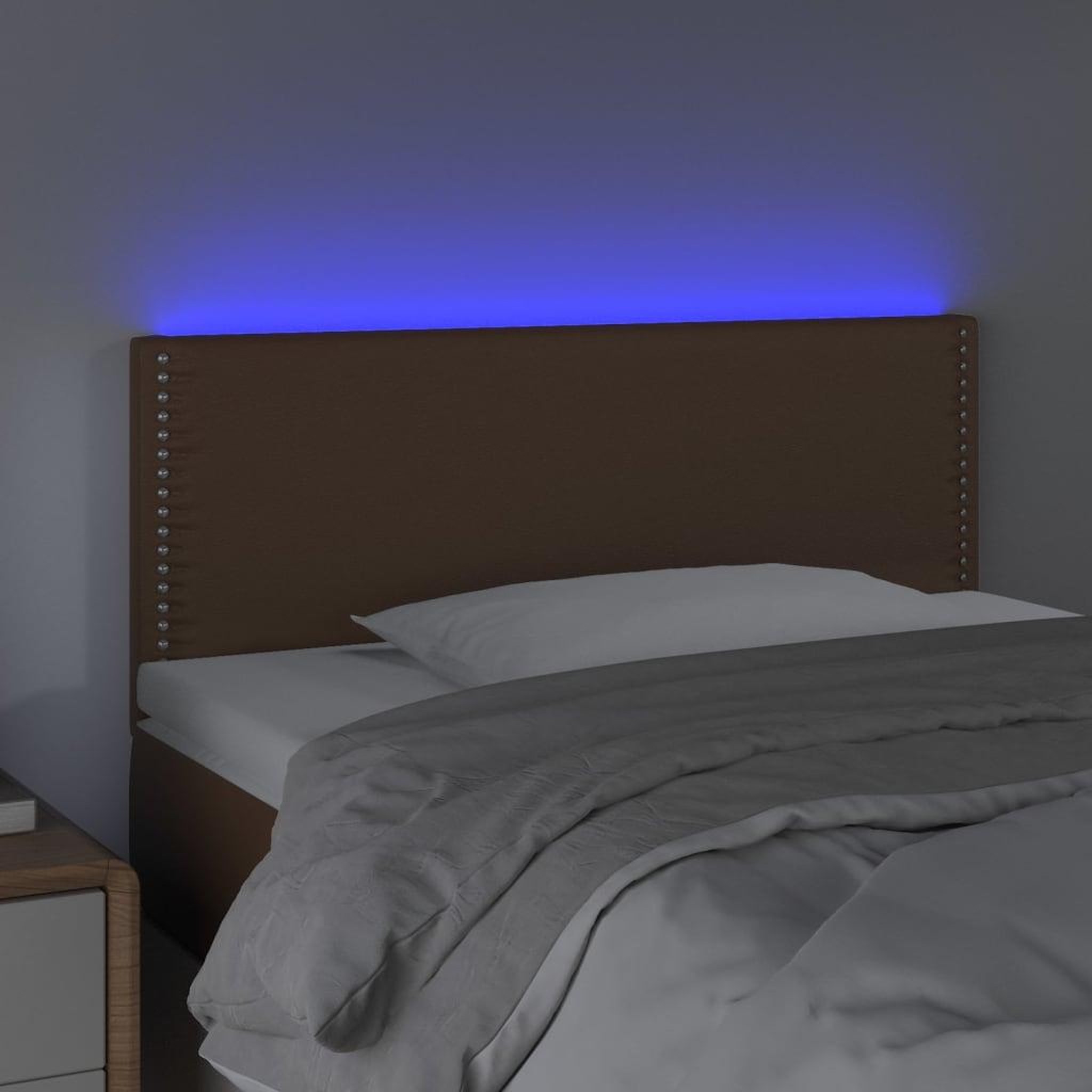 Voir la diapositive 3 : VIDAXL Tete de lit a LED Marron 100x5x78/88 cm Similicuir