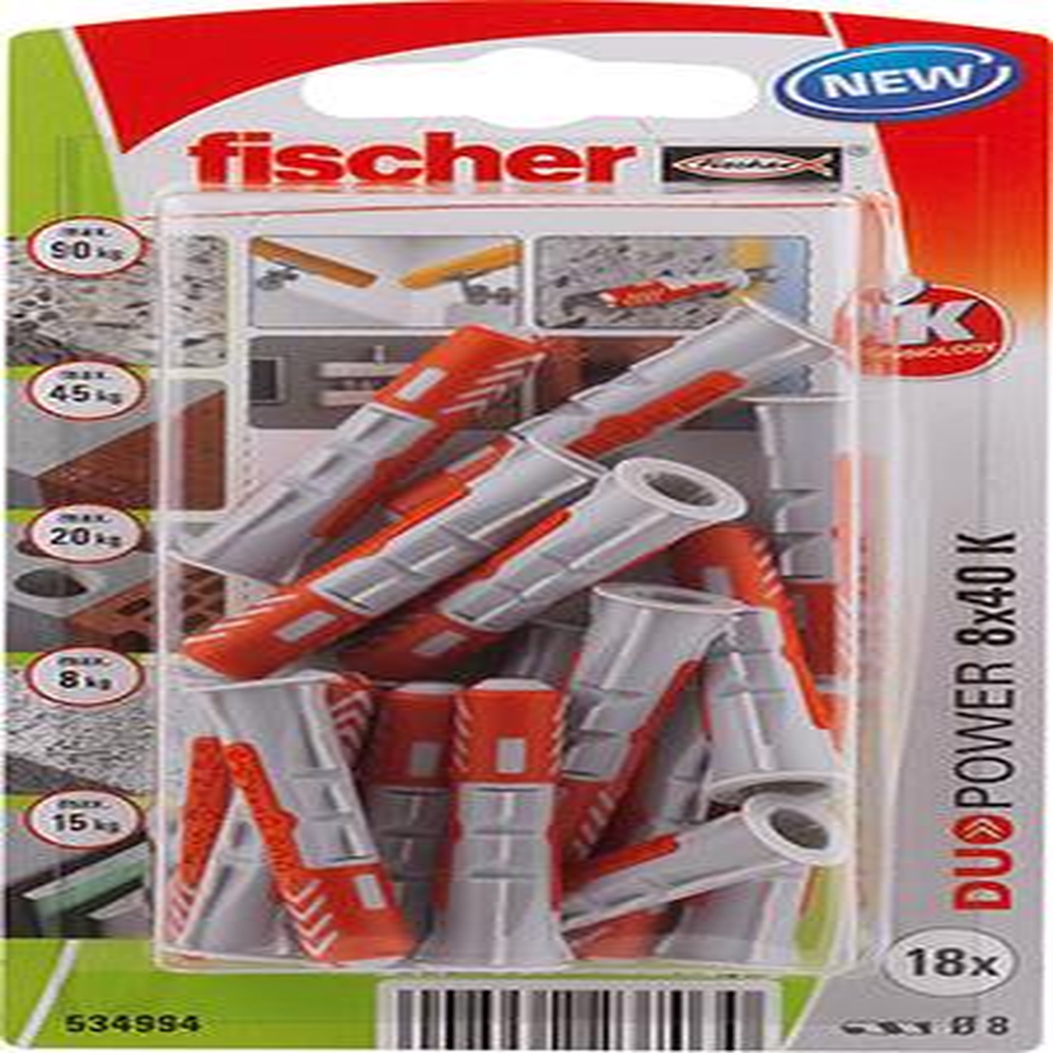 Fischer Chevilles à expansion ou à verrouillage de forme FISCHER, Diam.8 mm x L.40 mm