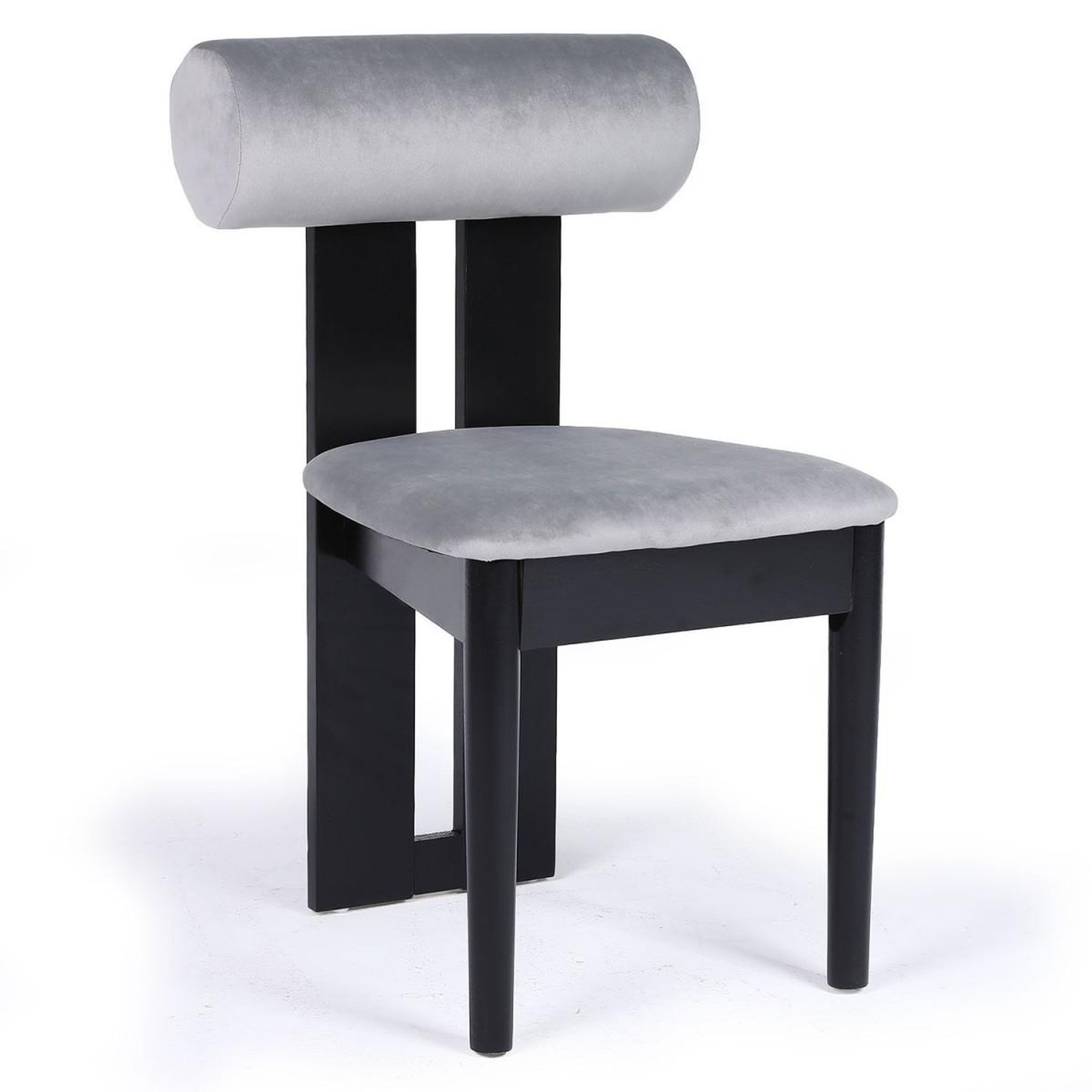 Paris Prix Chaise design en velours  jasper  79cm gris & noir