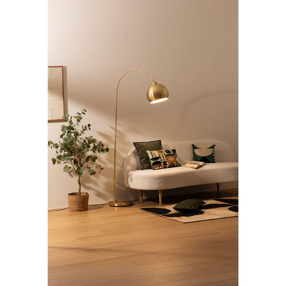 ATMOSPHERA Lampadaire arc en acier FLORIS - H. 177 cm - Doré