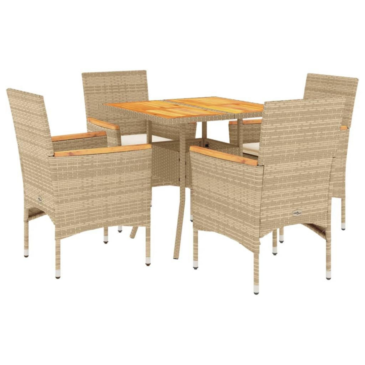 VIDAXL Ensemble a manger de jardin et coussins 5pcs beige rotin acacia