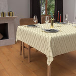 SOLEIL D'OCRE Nappe festive anti-tâches en pur coton CELESTE, par Soleil d'Ocre. Coloris disponibles : Beige