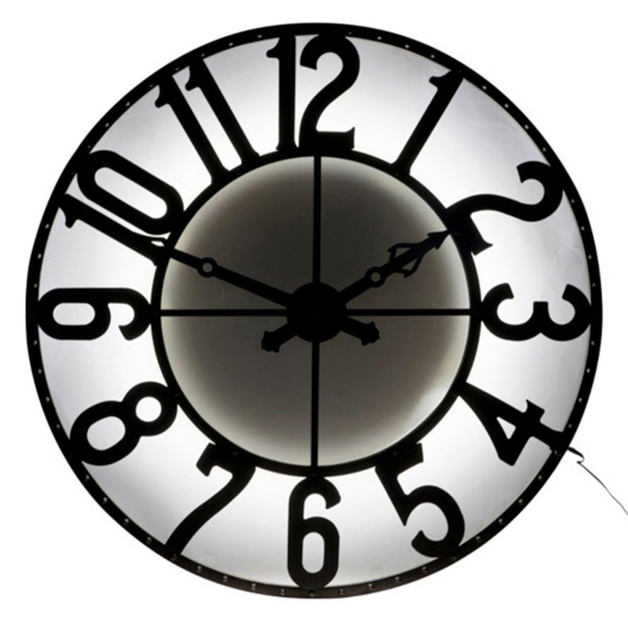 Voir la diapositive 3 : J-LINE Horloge murale à led  romains  105cm marron