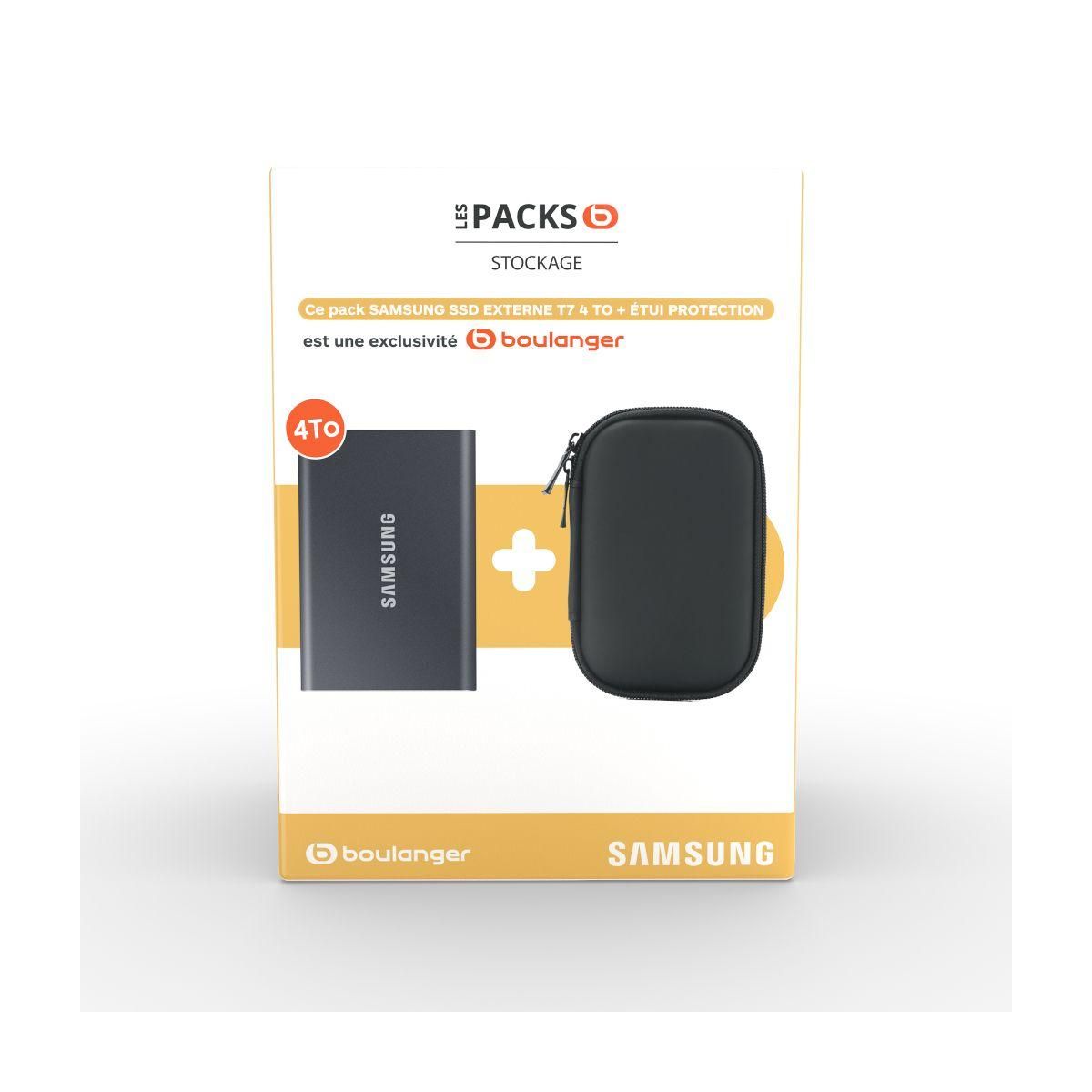 Samsung Disque dur SSD externe Pack T7 4To Gris + Etui