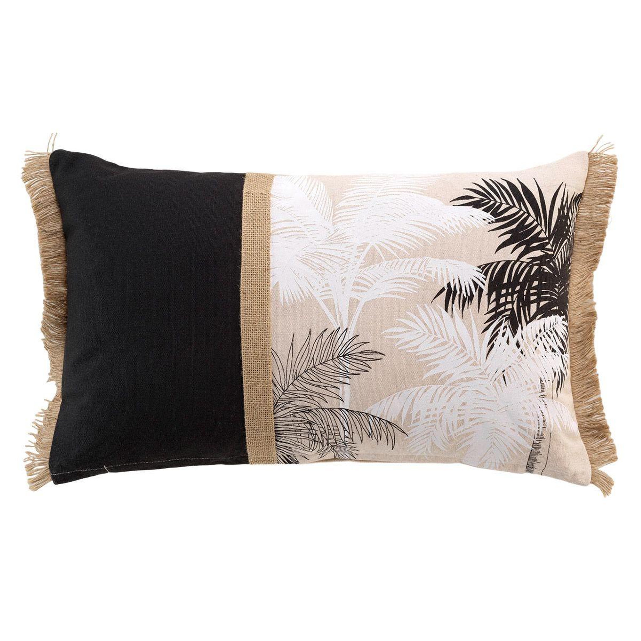 Voir la diapositive 1 : Douceur d'Intérieur Coussin déco franges  ethno palm  30x50cm beige