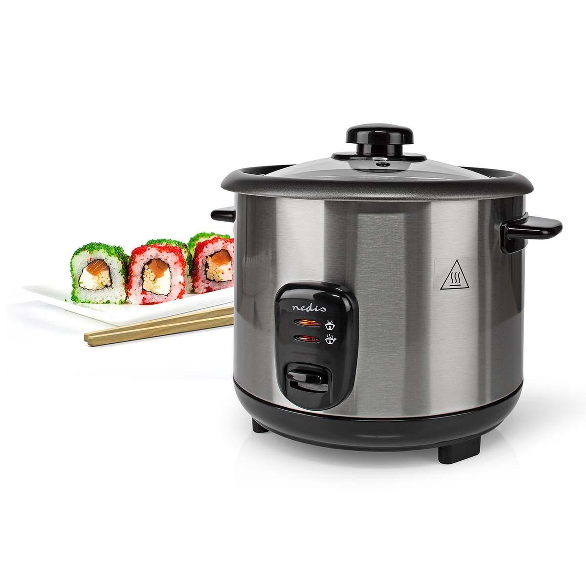 Voir la diapositive 2 : NEDIS Cuiseur à Riz 1.5 Litres 500W Bol amovible Acier inoxydable anti-adhésif NEDIS
