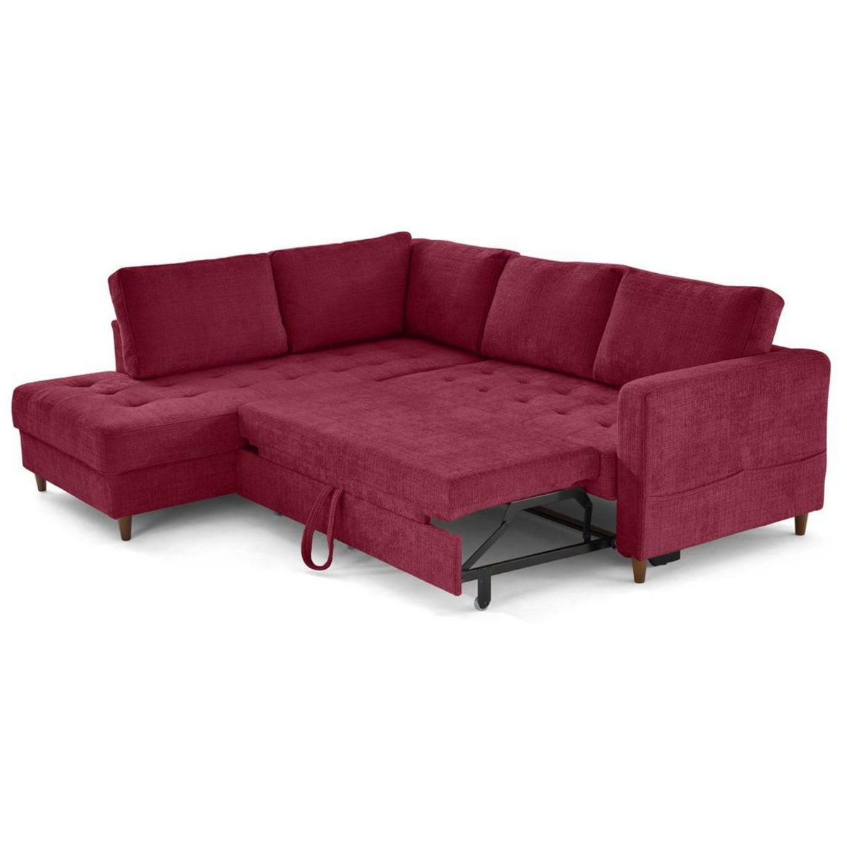 LISA DESIGN Anna - canapé d'angle gauche 5 places convertible en velours texturé