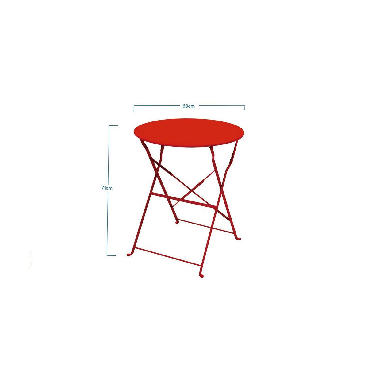 TOILINUX Table de jardin pliante ronde Palma - 2 places - Orange