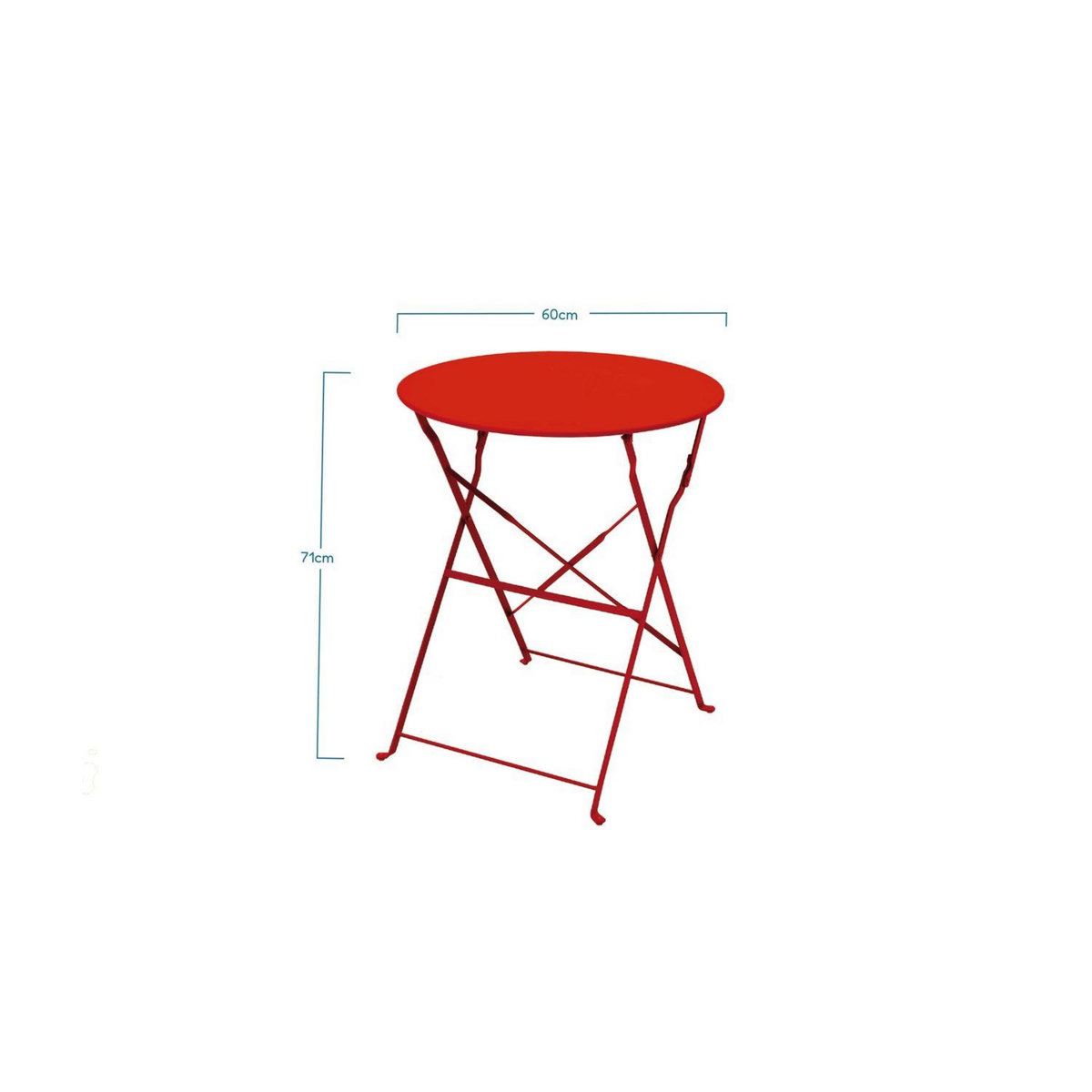 TOILINUX Table de jardin pliante ronde Palma - 2 places - Orange