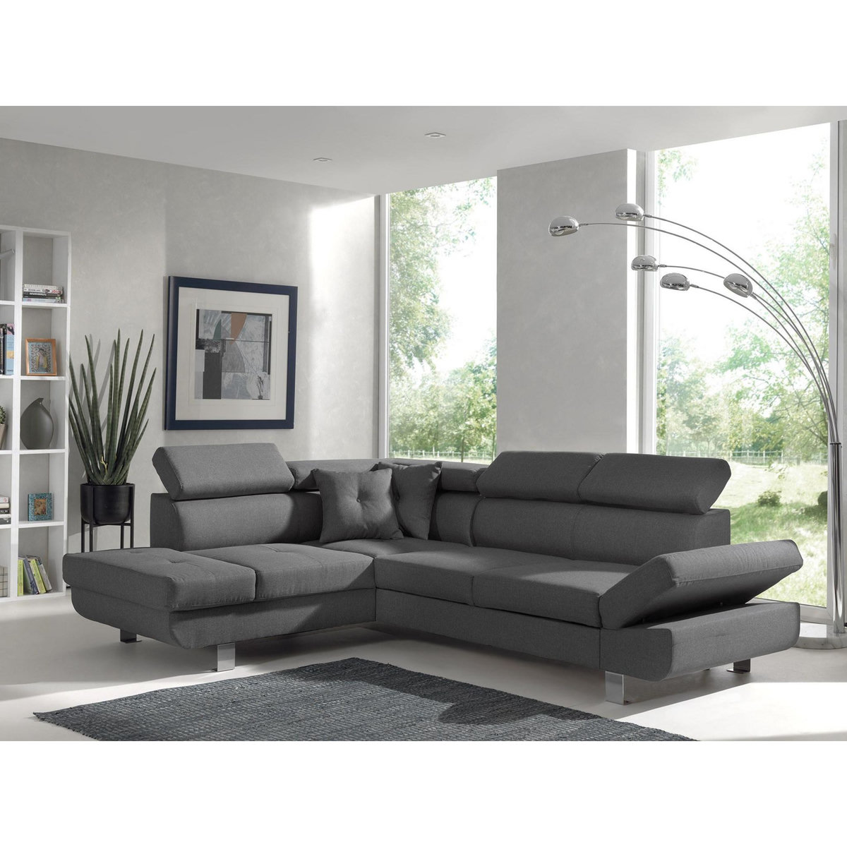 BEST MOBILIER Lisbona - canapé d'angle gauche convertible - 5 places - avec têtières