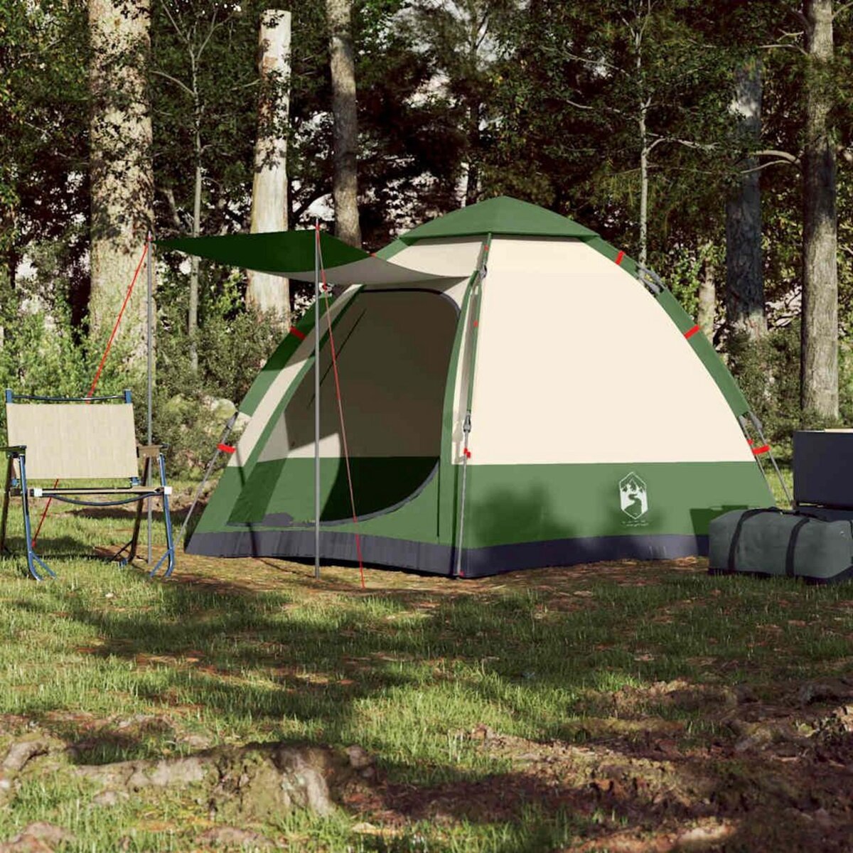 VIDAXL Tente de camping cabine 4 personnes vert liberation rapide