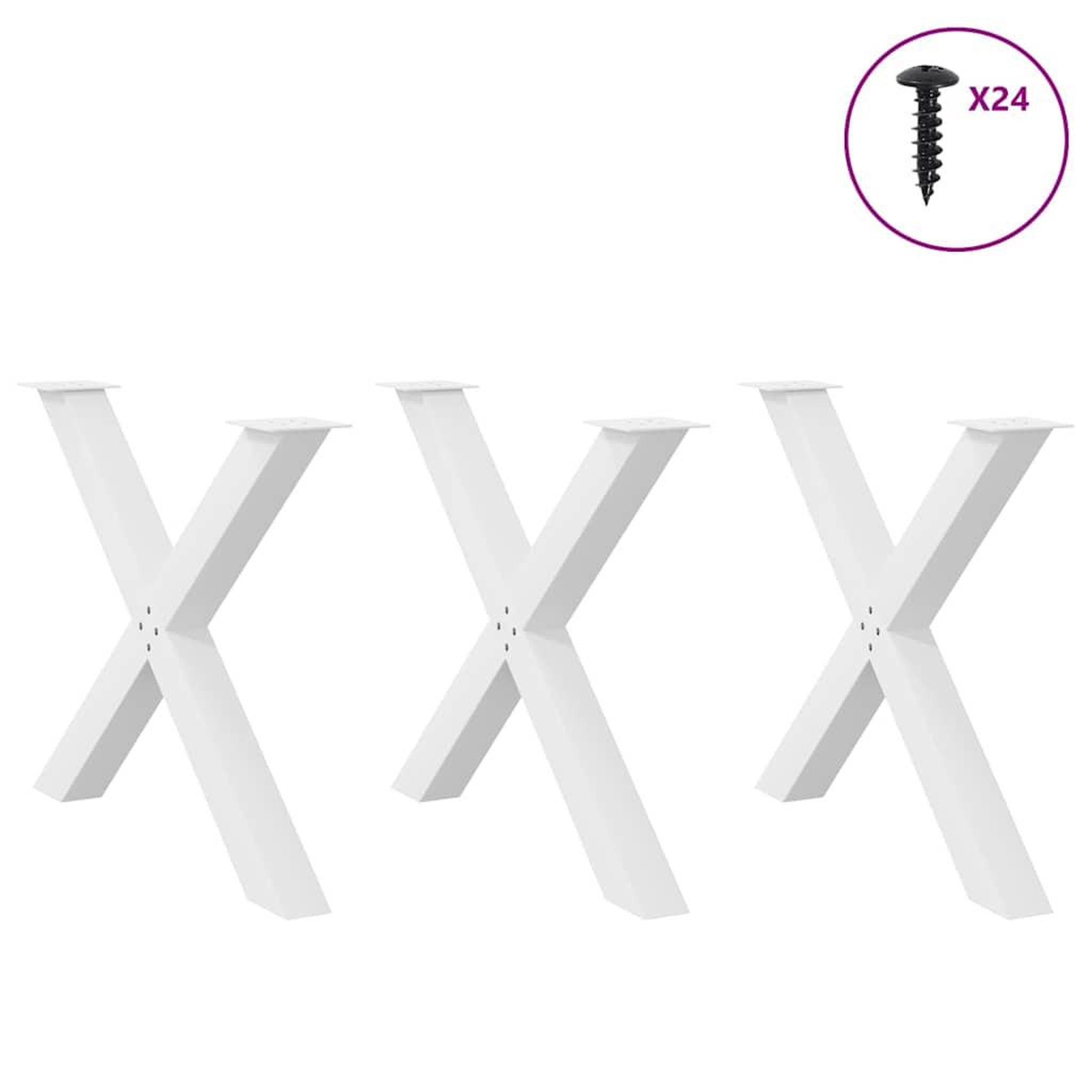 Voir la diapositive 3 : VIDAXL Pieds de table a manger forme de X 3 pcs blanc 90x(72-73) cm