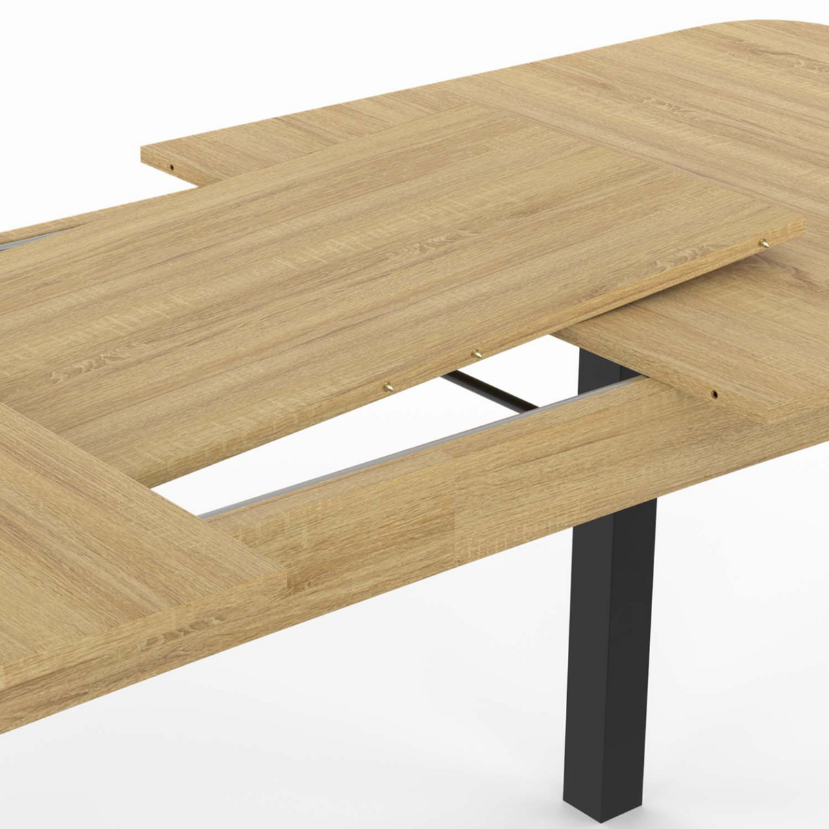 ID MARKET Table à manger extensible rectangle JUNE 4-8 personnes bois et noir 120-160 cm