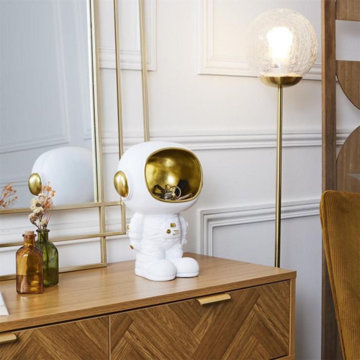 Paris Prix Vide-Poche Statue  Astronaute  28cm Blanc