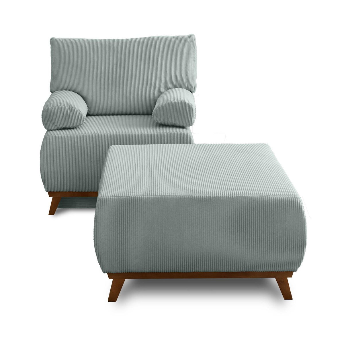 BEST MOBILIER Cristal - fauteuil - convertible avec coffre et grand pouf - en velours côtelé