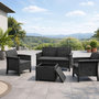 Voir la diapositive 4 : CONCEPT USINE Salon de jardin 4 places effet résine tressée gris anthracite avec table basse MANIZA