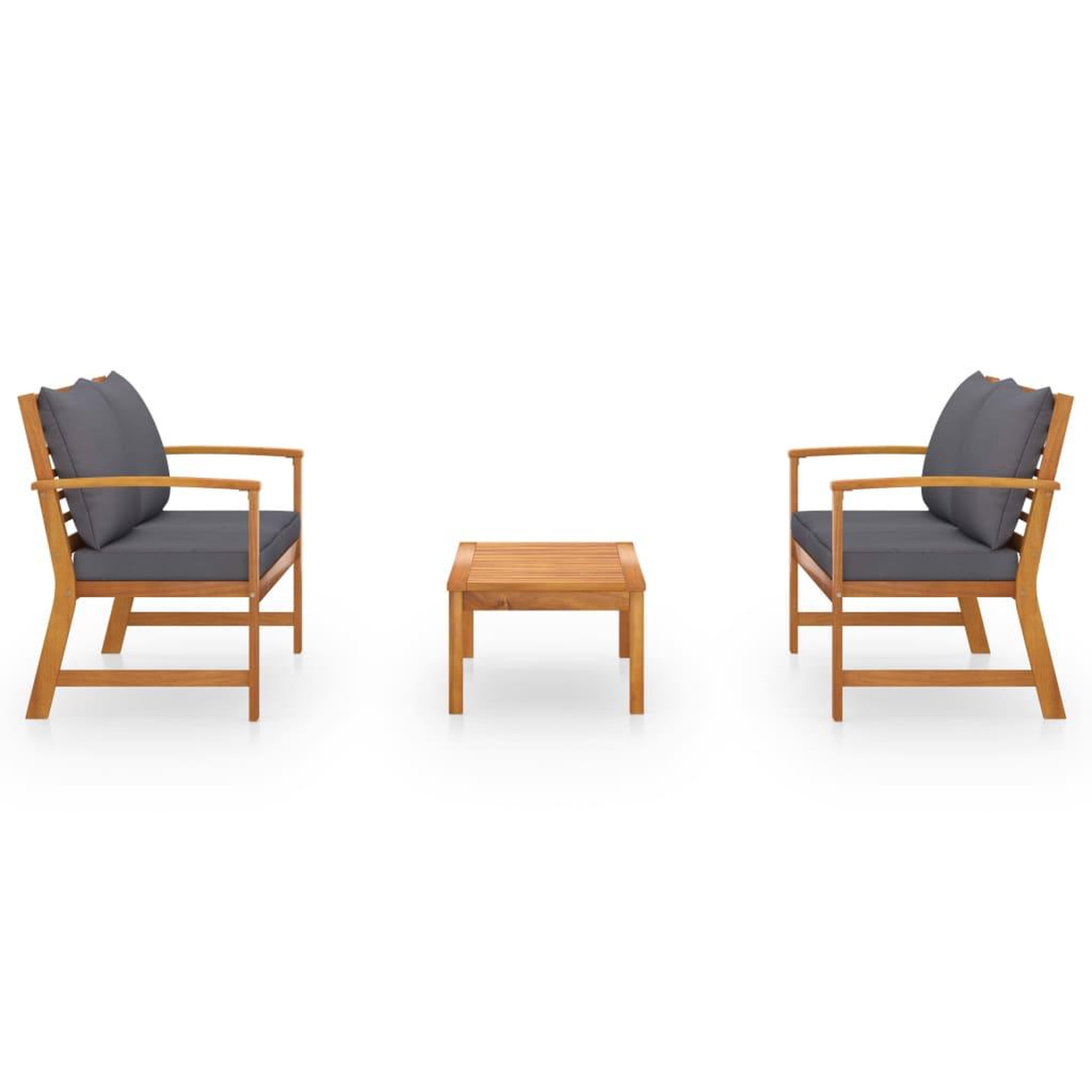 Voir la diapositive 3 : VIDAXL Salon de jardin 3 pcs avec coussin Bois d'acacia solide