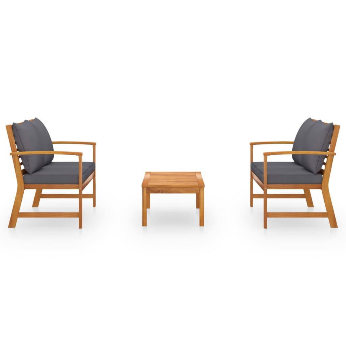 VIDAXL Salon de jardin 3 pcs avec coussin Bois d'acacia solide