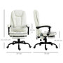 Voir la diapositive 3 : VINSETTO Vinsetto Fauteuil de bureau direction massant hauteur réglable dossier inclinable repose-pied + coussin lombaires intégrés revêtement synthétique blanc