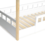 Voir la diapositive 5 : ID MARKET Lit cabane enfant 80 x 160 CM NEREE blanc et hêtre avec sommier et barrières