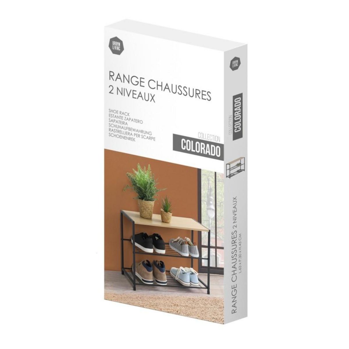 FORNORD Etagère range chaussures 2 niveaux 63x30xh43cm