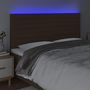 Voir la diapositive 3 : VIDAXL Tete de lit a LED Marron fonce 200x5x118/128 cm Tissu